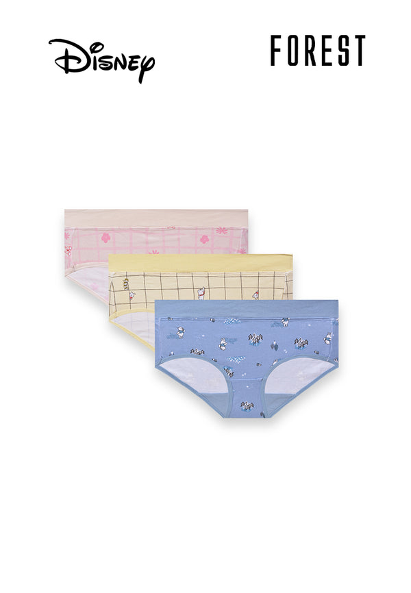 (3 Pcs) Forest X Disney Ladies Cotton Spandex Midi Brief Underwear Assorted Colours - WLD0145D