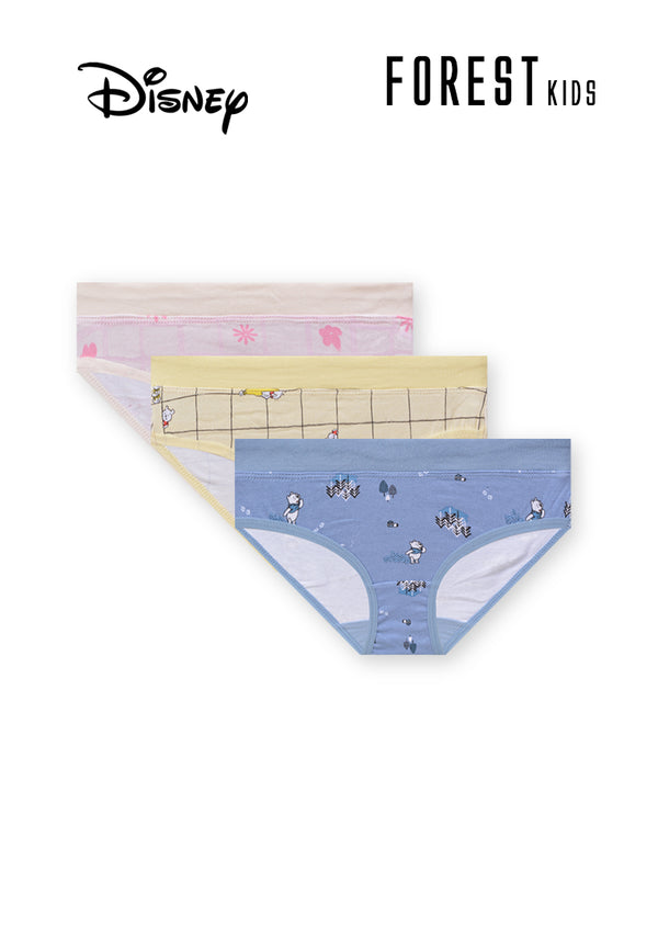 (3 Pcs) Forest X Disney Girls Cotton Spandex Midi Brief Underwear Assorted Colours - WLJ0147D