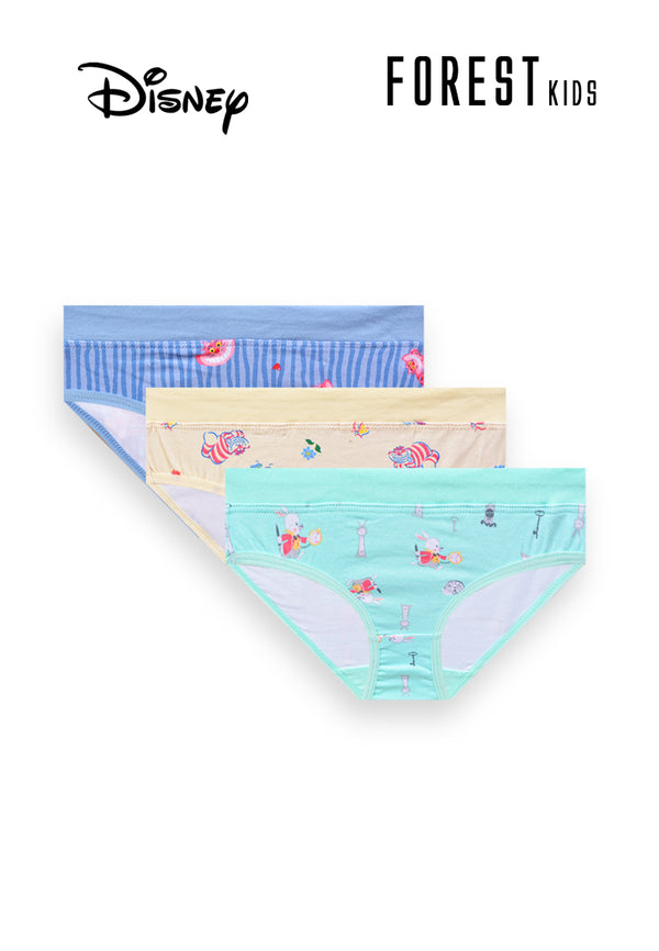 (3 Pcs) Forest X Disney Girls Cotton Spandex Midi Brief Underwear Assorted Colours - WLJ0155D