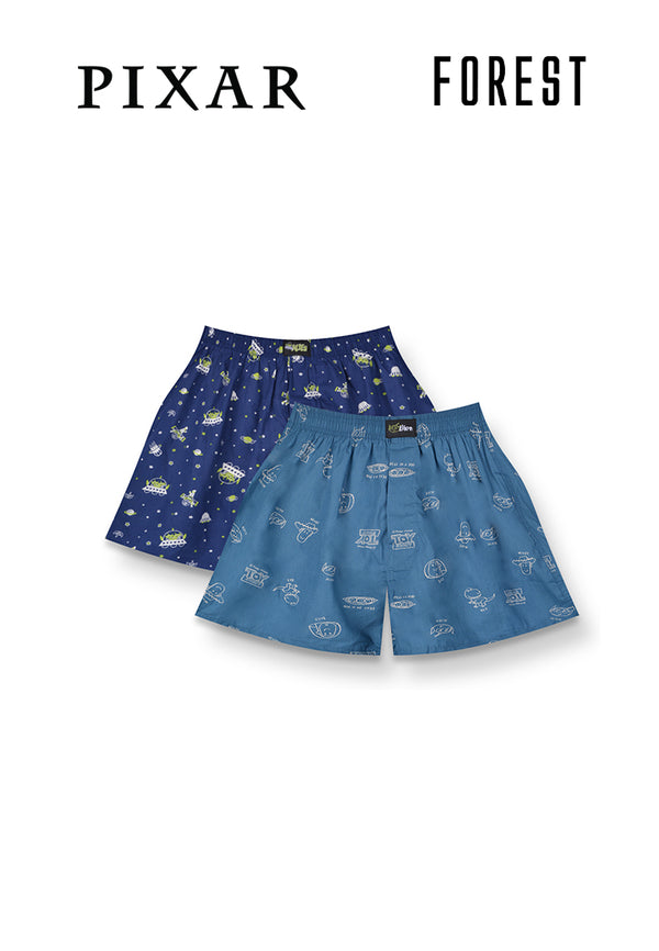 (2 Pcs) Forest X Disney Alien Mens Woven Cotton Boxer Underwear Assorted Colours - WUD0137X