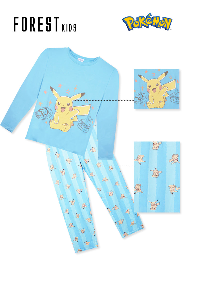 (1 Pc) Pokémon Kids Microfibre Spandex Long Sleeve Long Pants Pyjamas Selected Colours - PPJ1069LL
