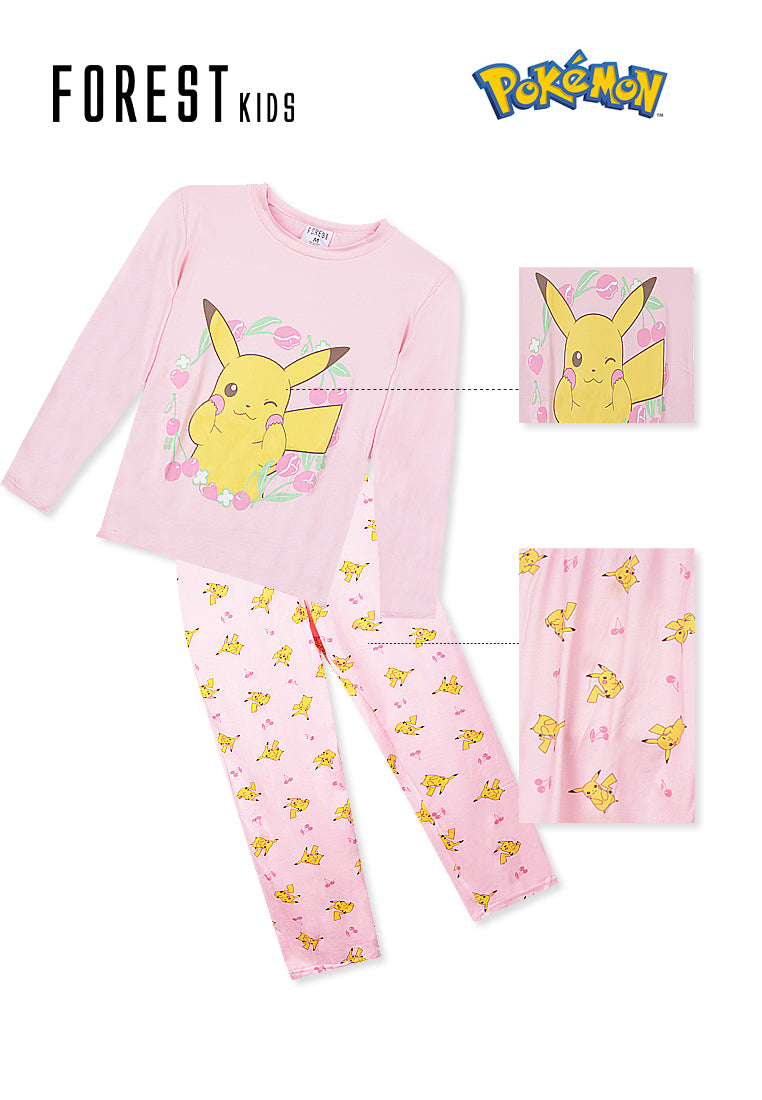 (1 Pc) Pokémon Kids Microfibre Spandex Long Sleeve Long Pants Pyjamas Selected Colours - PPJ1069LL