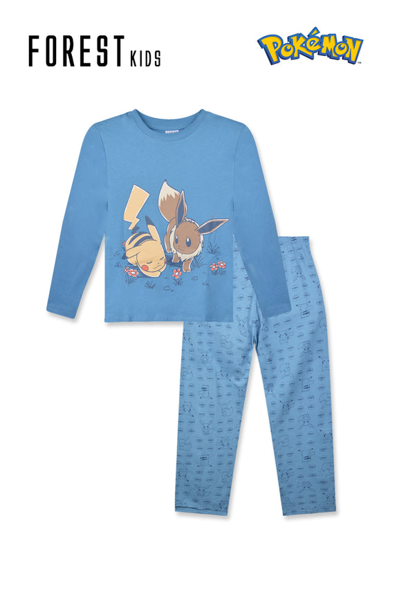 (1 Pc) Pokémon Kids 100% Cotton Long Sleeve Long Pants Pyjamas Selected Colours - PPJ1047LL