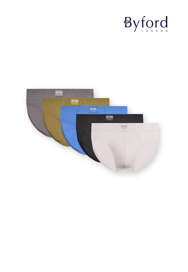 (5 Pcs) Byford Mens 100% Cotton Mini Brief Underwear Assorted Colours - BUD5287M