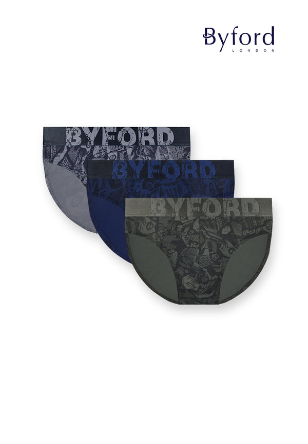 (3 Pcs) Byford Mens Nylon Microfibre Spandex Mini Brief Underwear Assorted Colours - BUB758M