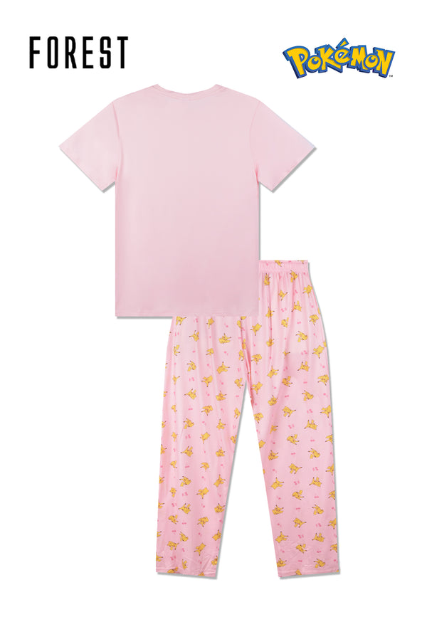 (1 Pc) Pokémon Ladies Microfibre Spandex Short Sleeve Long Pants Pyjamas Selected Colours - PPL1065SL