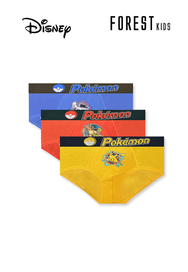 (3 Pcs) Pokémon Kids 100% Cotton Mini Brief Underwear Assorted Colours - PUJ1052M