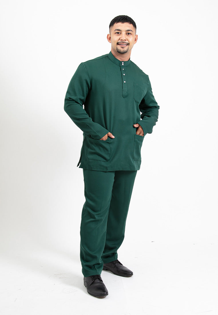 Forest x Hatta Dolmat Baju Melayu Cekak Musang Regular Fit - BM23766 -40DkGreen