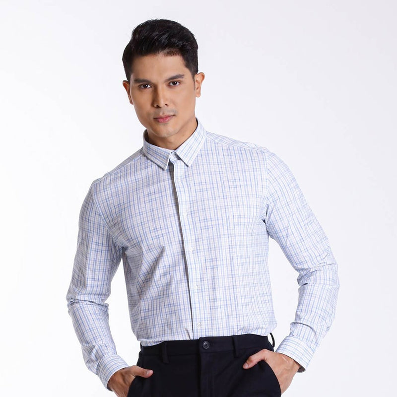 Alain Delon Baju Kemeja Berkolar | Alain Delon Rayon Mixed No Pocket Slim Fit Stripes Collar - 15123028