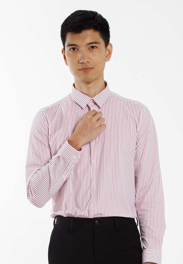 Alain Delon Baju Kemeja Berkolar | Alain Delon Rayon Mixed No Pocket Slim Fit Stripes Collar - 15223026