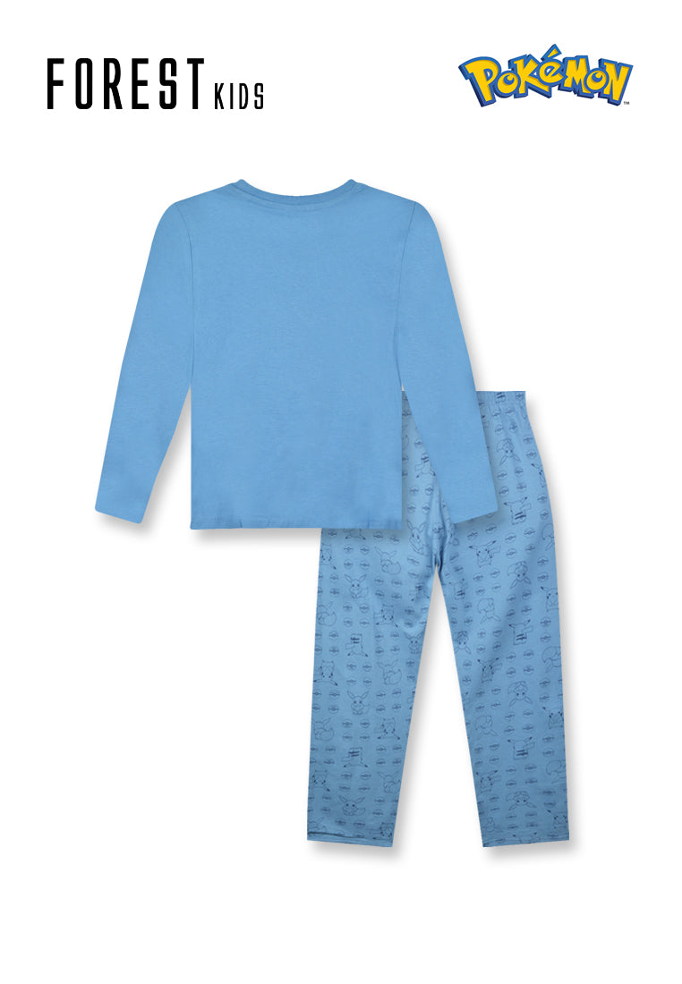 Baju Tidur Kanak-kanak | (1 Pc) Pokémon Kids 100% Cotton Long Sleeve Long Pants Pyjamas - PPJ1047LL