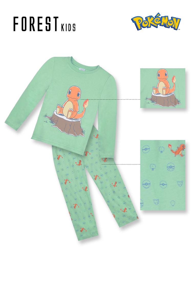 Baju Tidur Kanak-kanak | (1 Pc) Pokémon Kids 100% Cotton Long Sleeve Long Pants Pyjamas - PPJ1047LL