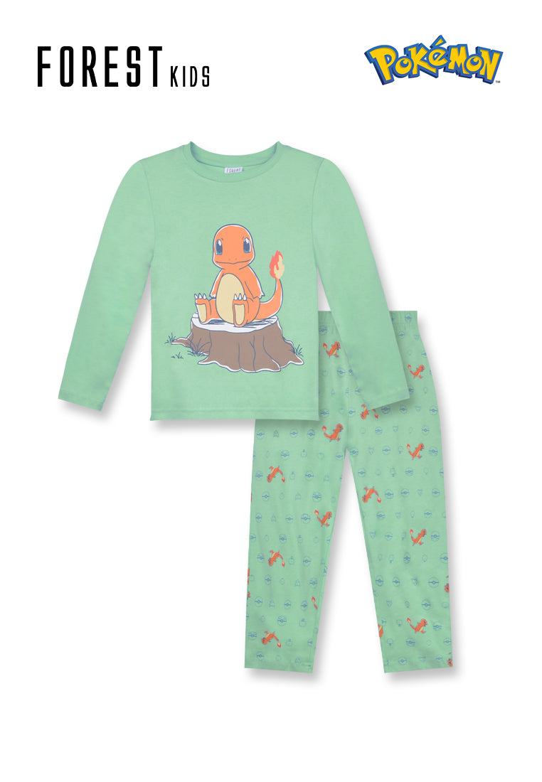 Baju Tidur Kanak-kanak | (1 Pc) Pokémon Kids 100% Cotton Long Sleeve Long Pants Pyjamas - PPJ1047LL