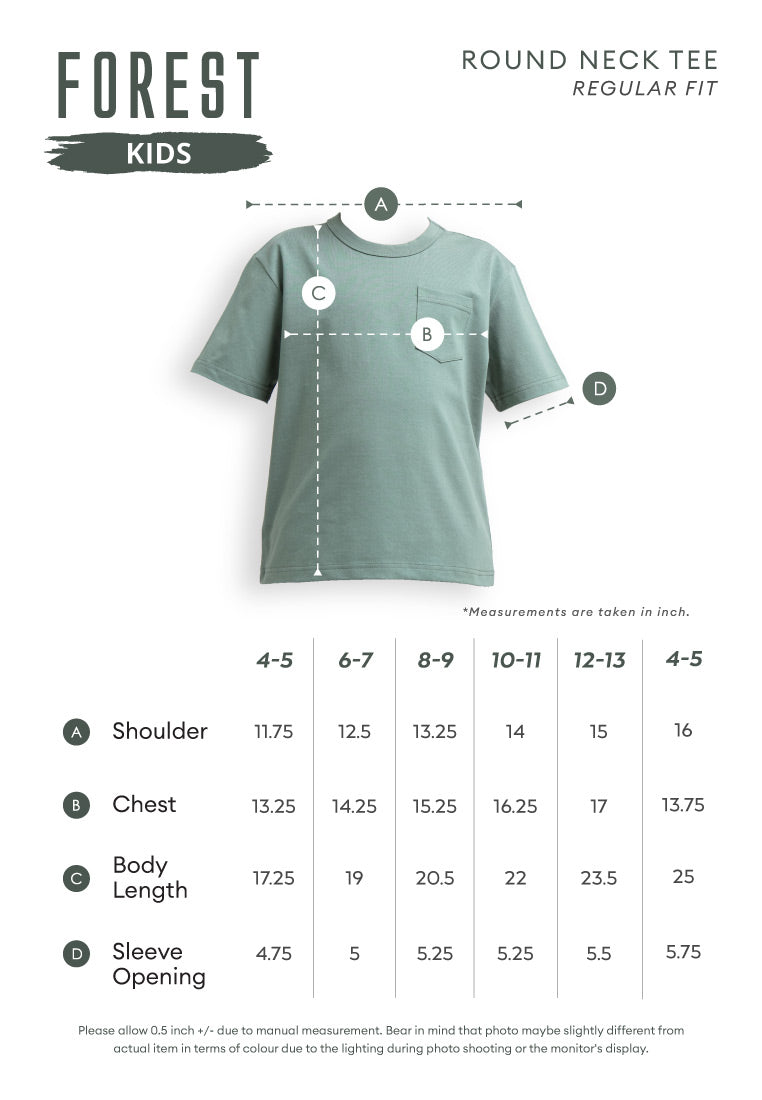 Forest Baju T Shirt Budak Lelaki | Forest Kids Regular Fit GraphicCrew Neck Short Sleeve T Shirt Kids - FK20329