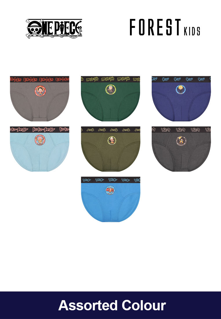 Forest Seluar Dalam Budak | (3 Pcs) Forest X One Piece Kids Cotton Spandex Mini Brief Underwear-NUJ0037M