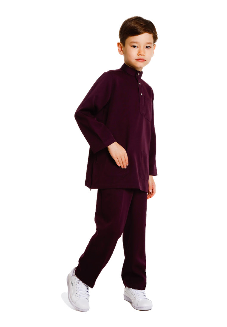 Forest x Hatta Dolmat Baju Melayu Budak Cekak Musang Regular Fit - FK23766BM -70DkPurple