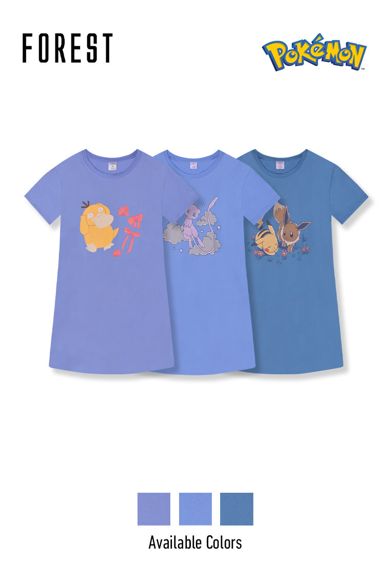(1 Pc) Pokémon Ladies 100% Cotton Sleep Dress Pyjamas Selected Colours - PPL1046D