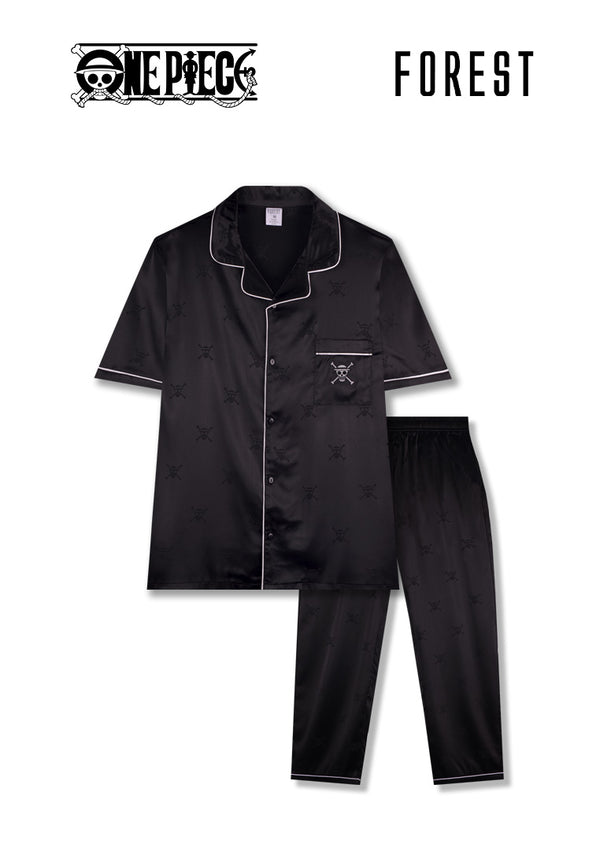 (1 Pc) Forest X One Piece Unisex Satin Spandex Short Sleeve Long Pants Pyjamas Selected Colours - NPU0041SL