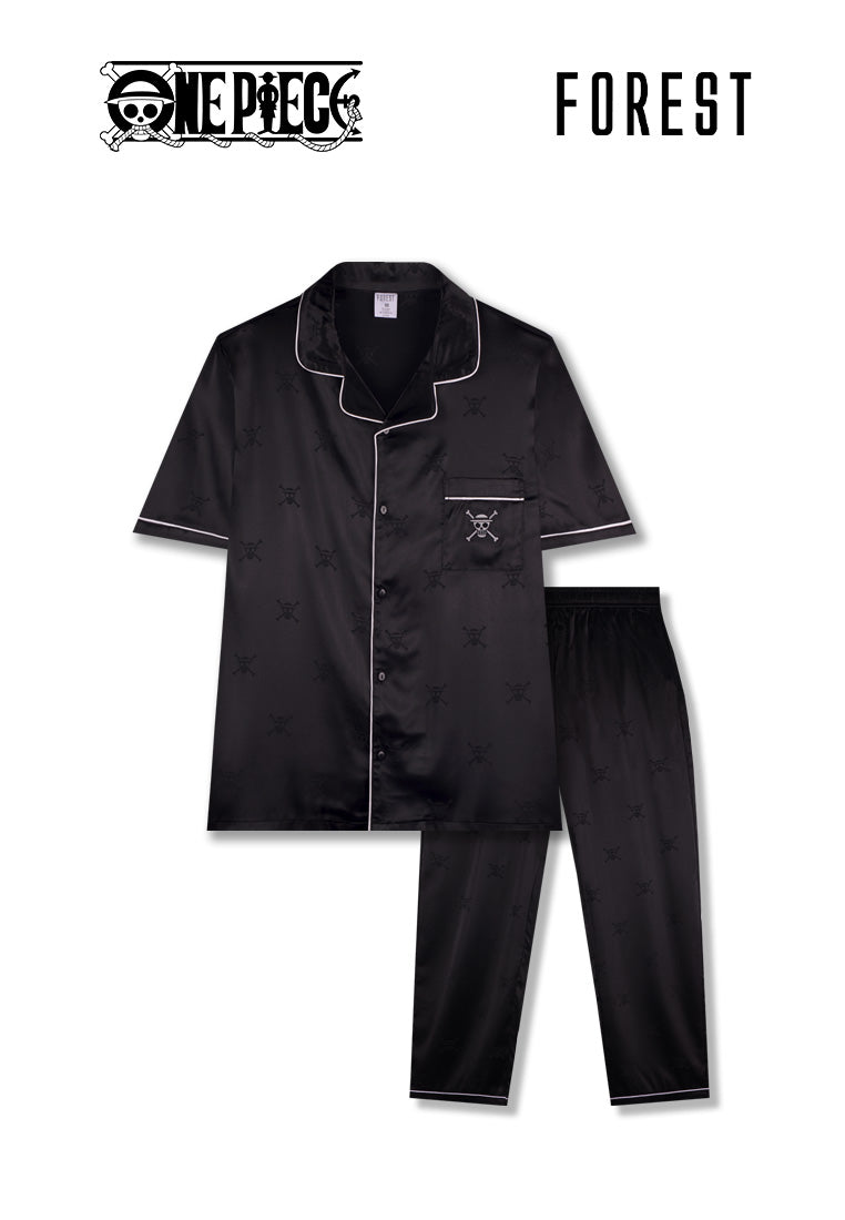 (1 Pc) Forest X One Piece Unisex Satin Spandex Short Sleeve Long Pants Pyjamas Selected Colours - NPU0041SL