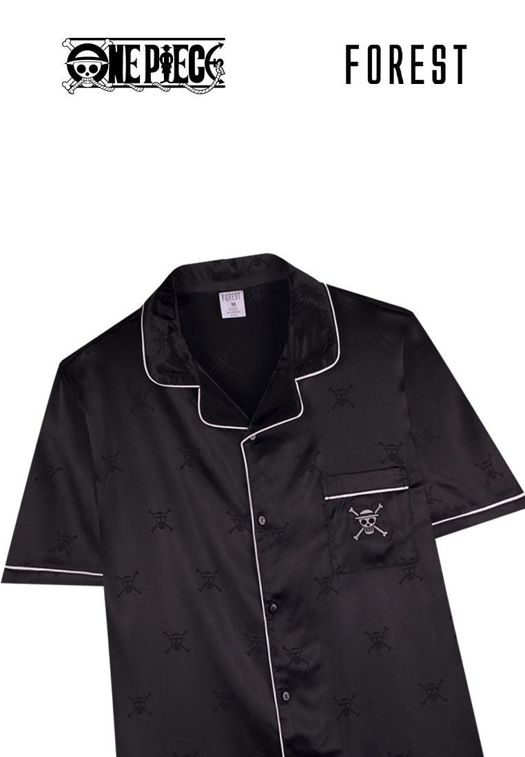 (1 Pc) Forest X One Piece Unisex Satin Spandex Short Sleeve Long Pants Pyjamas Selected Colours - NPU0041SL