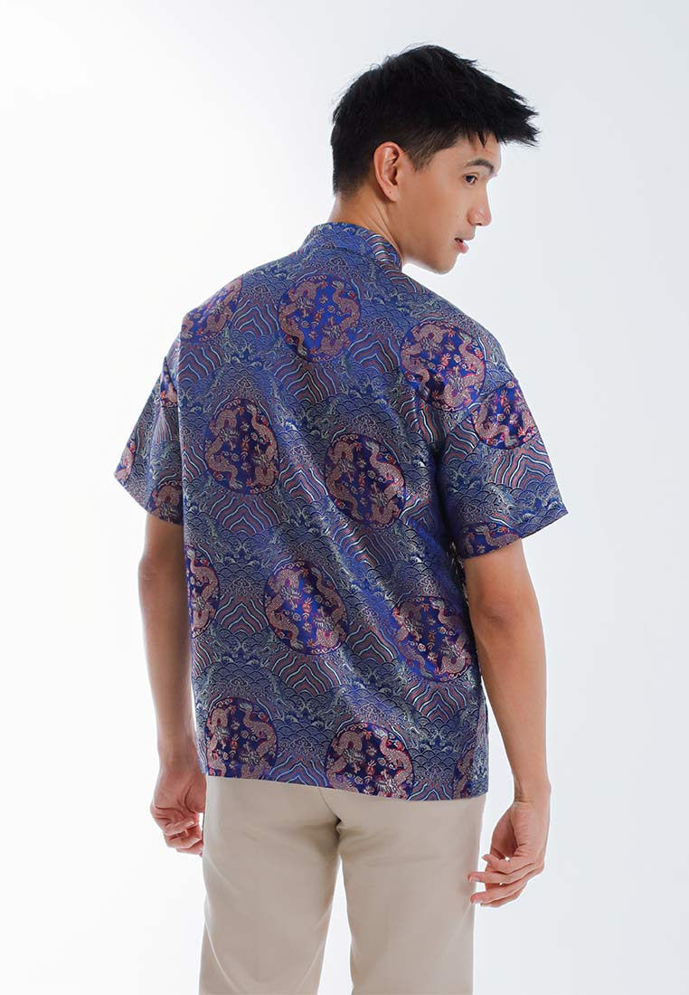 Alain Delon CNY Tang Fu Lelaki | Alain Delon Mens Tang Fu Jacquard Short Sleeve - 14526006