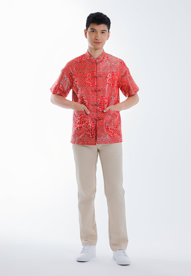 Alain Delon CNY Tang Fu Lelaki | Alain Delon Mens Tang Fu Jacquard Short Sleeve - 14526006