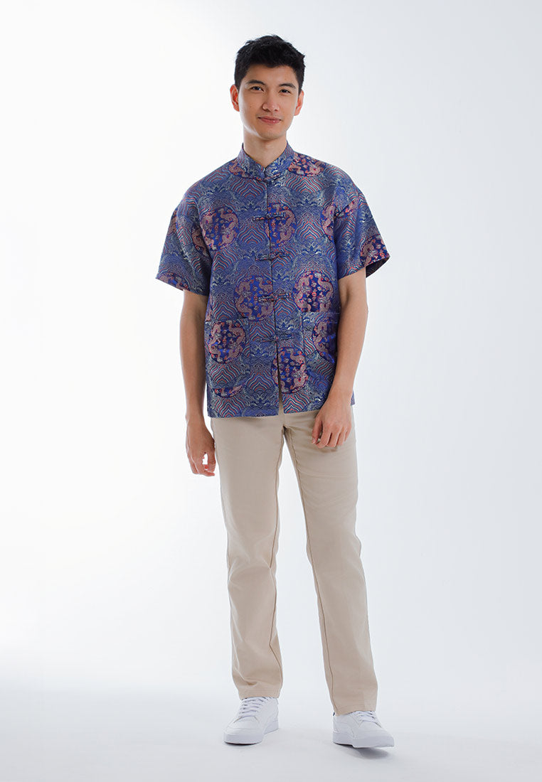 Alain Delon CNY Tang Fu Lelaki | Alain Delon Mens Tang Fu Jacquard Short Sleeve - 14526006