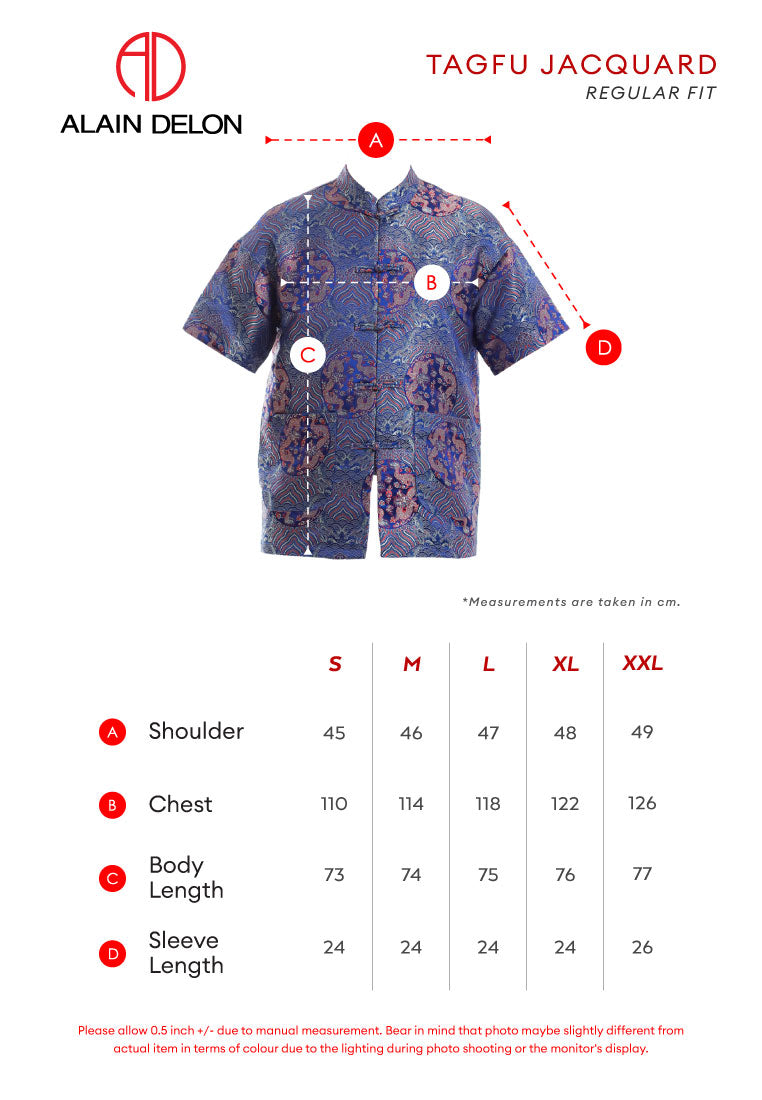 Alain Delon CNY Tang Fu Lelaki | Alain Delon Mens Tang Fu Jacquard Short Sleeve - 14526006