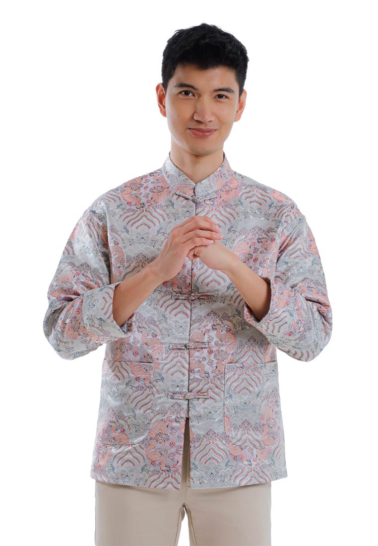 Alain Delon CNY Tang Fu Lelaki | Alain Delon Mens Tang Fu Jacquard Long Sleeve - 15526005