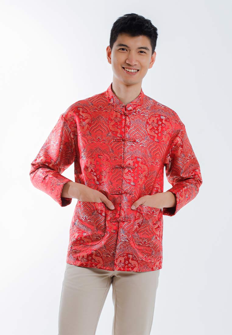 Alain Delon CNY Tang Fu Lelaki | Alain Delon Mens Tang Fu Jacquard Long Sleeve - 15526005