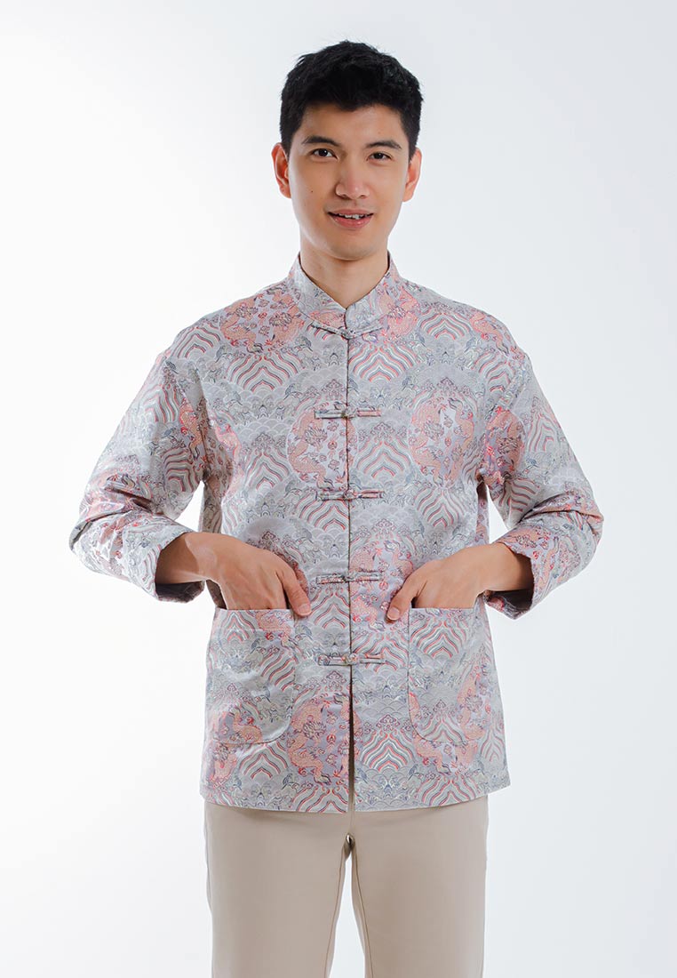 Alain Delon CNY Tang Fu Lelaki | Alain Delon Mens Tang Fu Jacquard Long Sleeve - 15526005