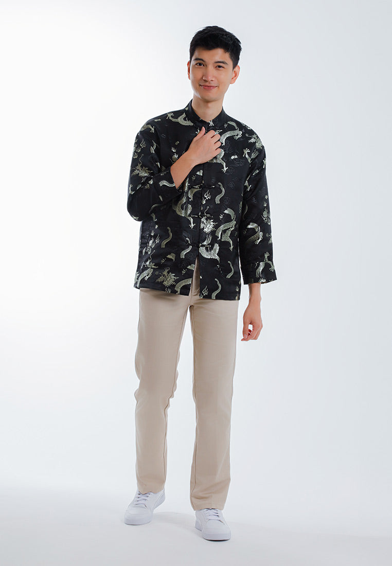 Alain Delon CNY Tang Fu Lelaki | Alain Delon Mens Tang Fu Jacquard Long Sleeve - 15526007