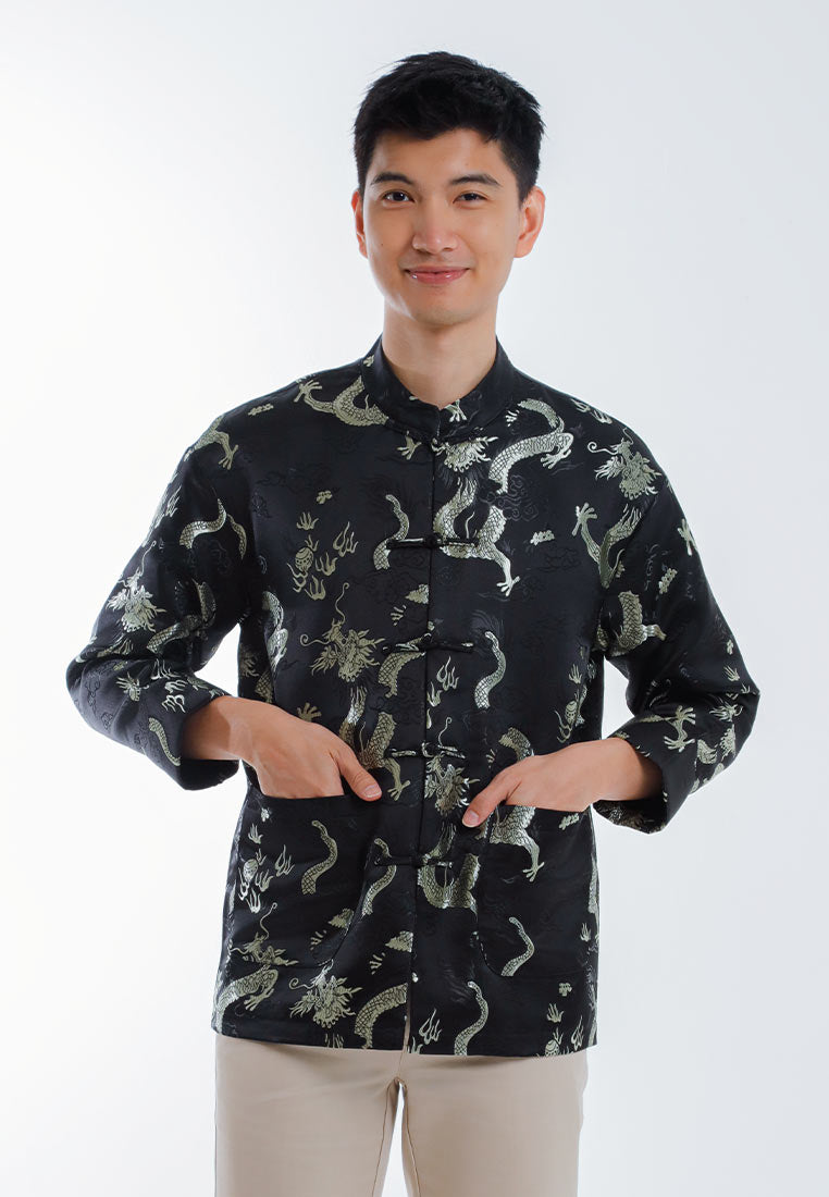 Alain Delon CNY Tang Fu Lelaki | Alain Delon Mens Tang Fu Jacquard Long Sleeve - 15526007