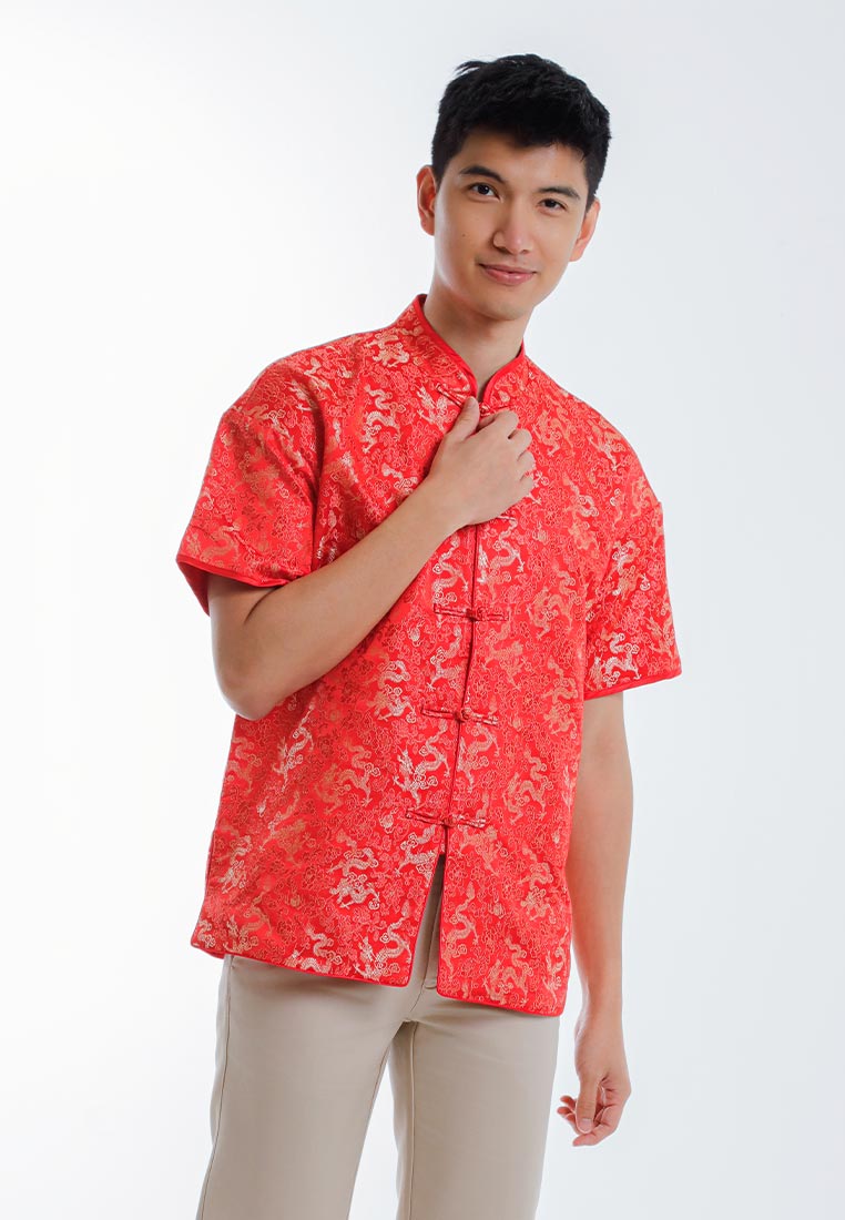 Byford CNY Tang Fu Lelaki | Byford Mens Tang Fu Jacquard Short Sleeve - 3426901Z
