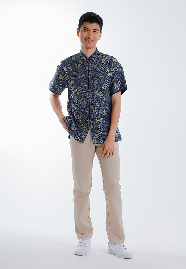 Byford CNY Tang Fu Lelaki | Byford Mens Tang Fu Jacquard Short Sleeve - 3426901Z