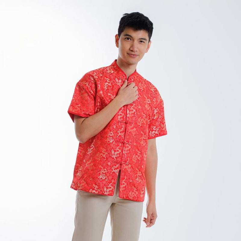 Byford CNY Tang Fu Lelaki | Byford Mens Tang Fu Jacquard Short Sleeve - 3426901Z