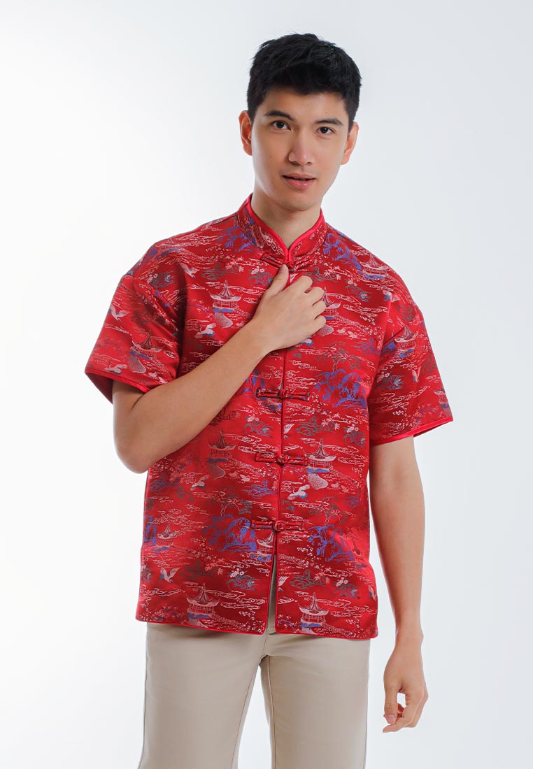 Byford CNY Tang Fu Lelaki | Byford Mens Tang Fu Jacquard Short Sleeve - 3426903Z