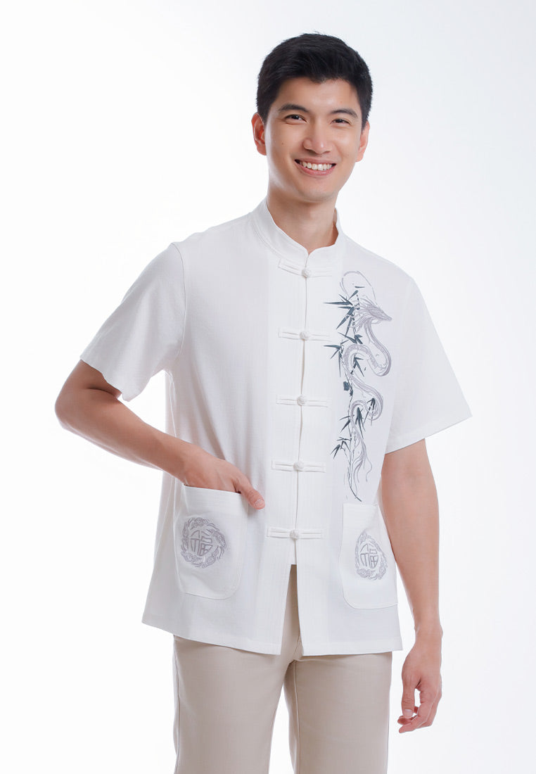 Alain Delon CNY Tang Fu Lelaki | Alain Delon Mens Tang Fu Jacquard Short Sleeve - 14526010