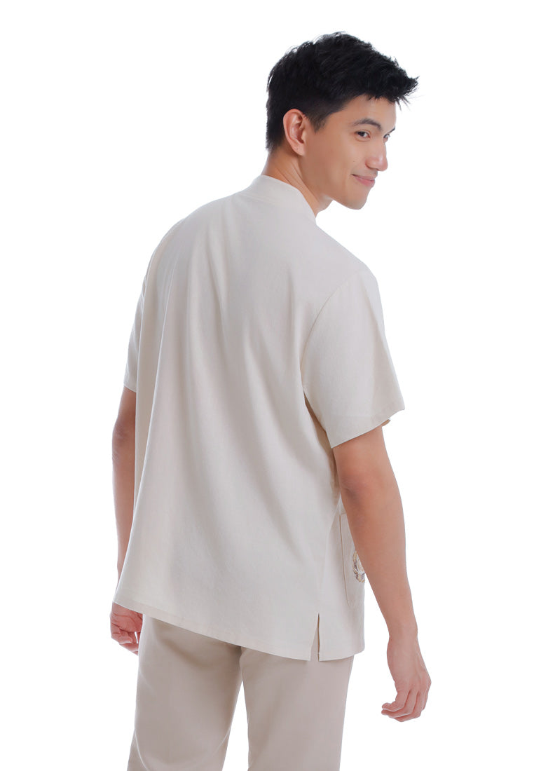 Alain Delon CNY Tang Fu Lelaki | Alain Delon Mens Tang Fu Jacquard Short Sleeve - 14526009