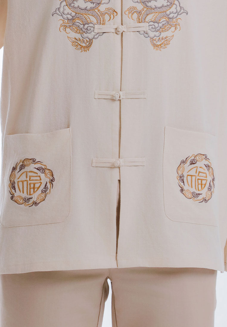 Alain Delon CNY Tang Fu Lelaki | Alain Delon Mens Tang Fu Jacquard Short Sleeve - 14526009