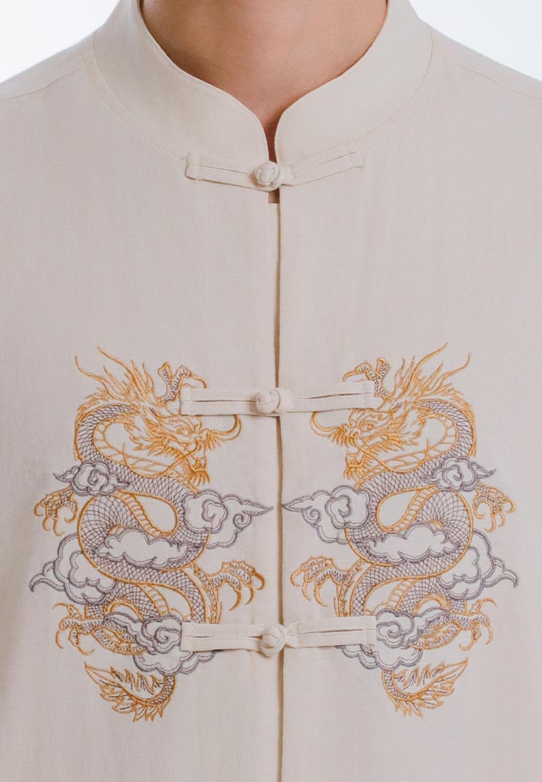 Alain Delon CNY Tang Fu Lelaki | Alain Delon Mens Tang Fu Jacquard Short Sleeve - 14526009