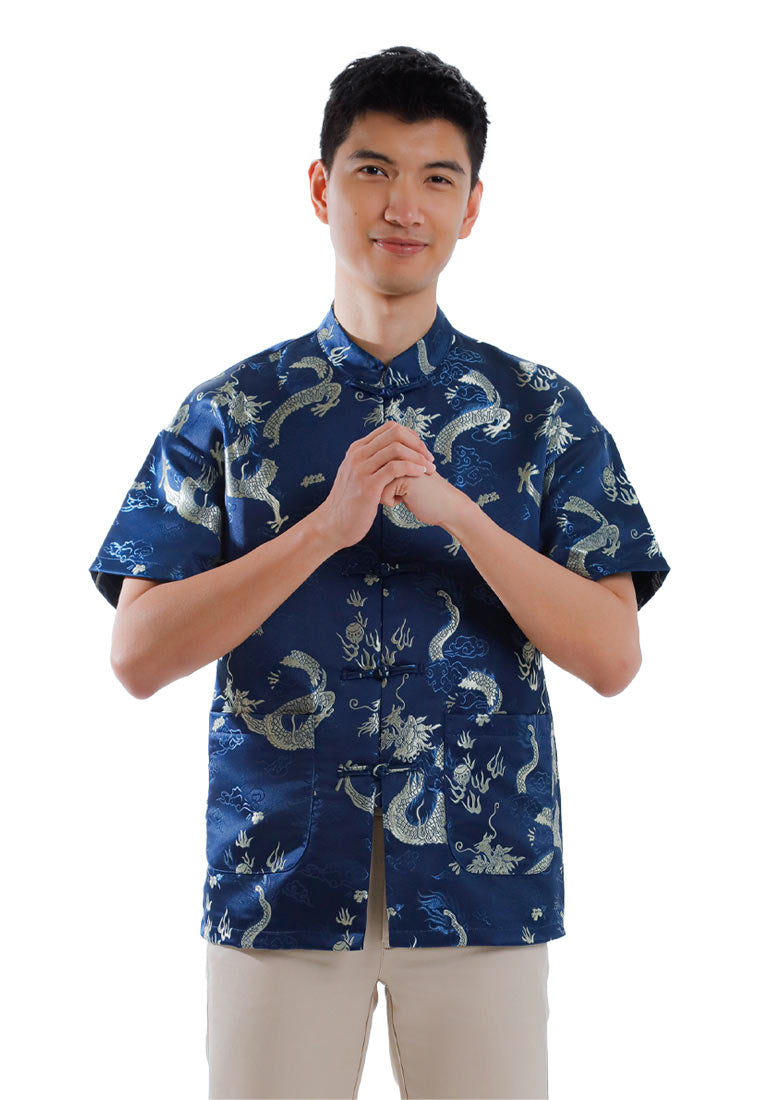 Alain Delon CNY Tang Fu Lelaki | Alain Delon Mens Tang Fu Jacquard Short Sleeve - 14526008