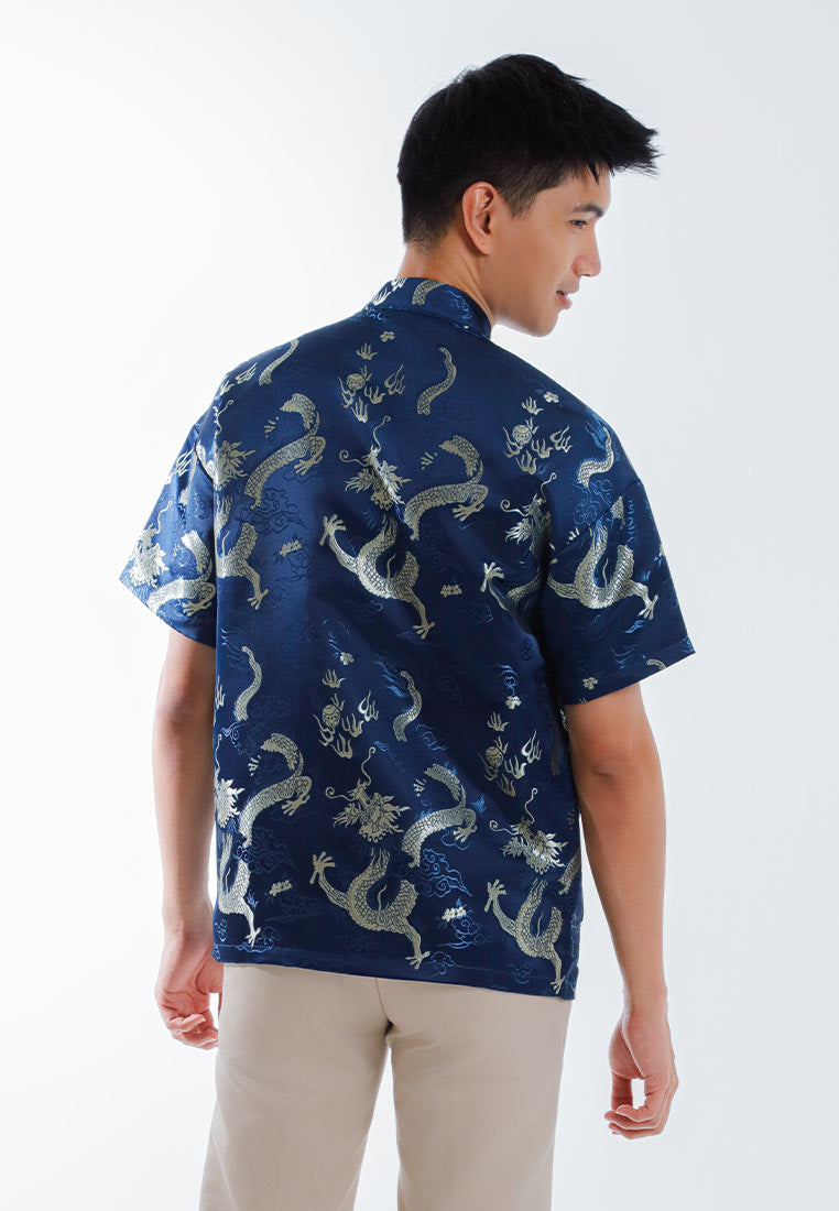 Alain Delon CNY Tang Fu Lelaki | Alain Delon Mens Tang Fu Jacquard Short Sleeve - 14526008