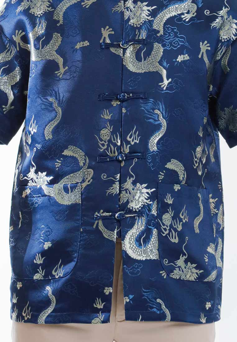 Alain Delon CNY Tang Fu Lelaki | Alain Delon Mens Tang Fu Jacquard Short Sleeve - 14526008