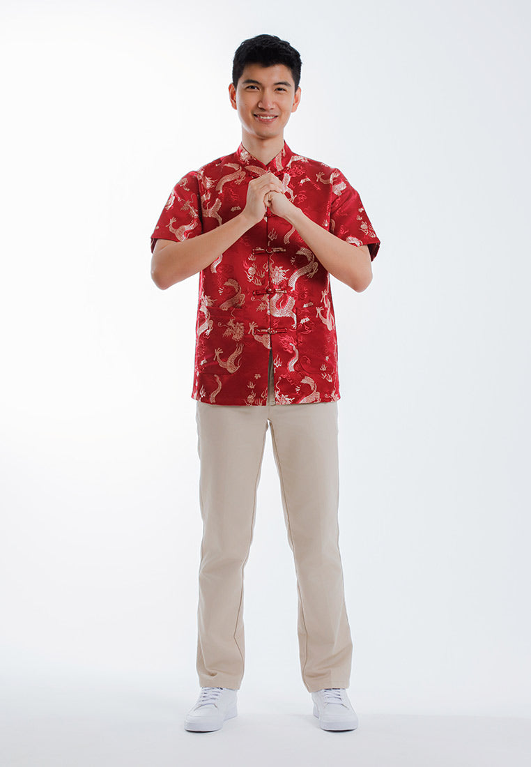 Alain Delon CNY Tang Fu Lelaki | Alain Delon Mens Tang Fu Jacquard Short Sleeve - 14526008