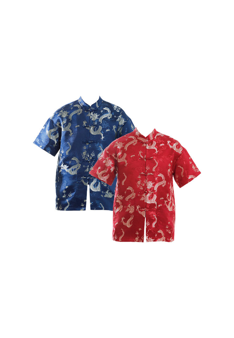 Alain Delon CNY Tang Fu Lelaki | Alain Delon Mens Tang Fu Jacquard Short Sleeve - 14526008