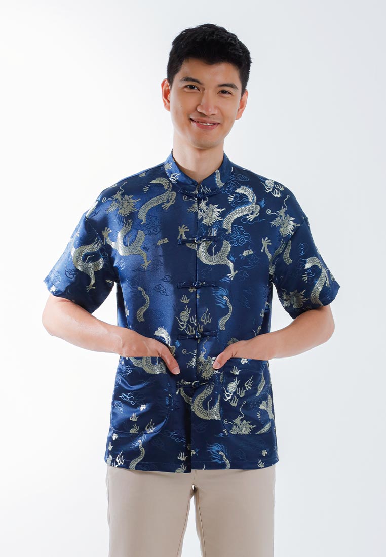 Alain Delon CNY Tang Fu Lelaki | Alain Delon Mens Tang Fu Jacquard Short Sleeve - 14526008