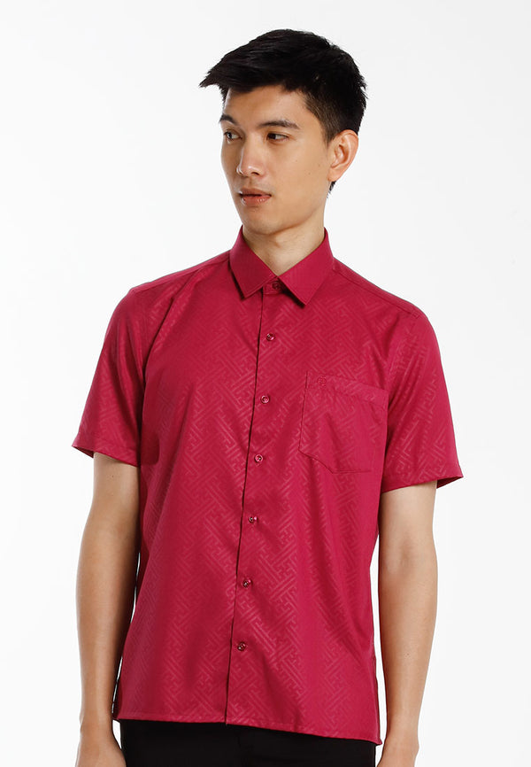 Alain Delon Baju Kolar Lelaki | Alain Delon Cotton Spandex Modern Fit Short Sleeve Collar - 14525013