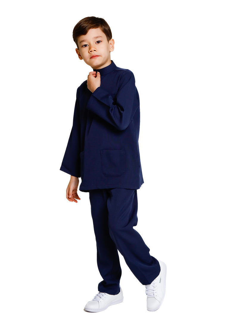 Forest x Hatta Dolmat Baju Melayu Budak Cekak Musang Regular Fit - FK23766BM -33Navy