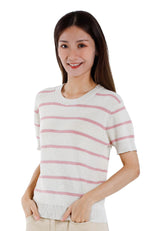 Forest Ladies Casual Striped Short Sleeve Knit Top | Baju Perempuan - 822347